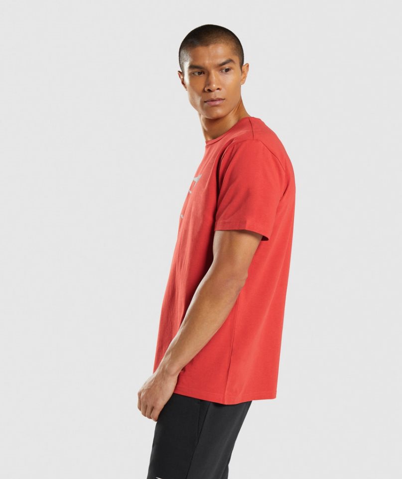 Men's Gymshark Sharkhead Infill T-Shirts Red | NZ 9HAYMD